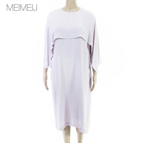 80%OFF 新品 メイメイジェイ MEIMEI J ワンピース 40 EOP1812 Mサイズ ラベンダー レディース シルクワンピース ケープデザイン イタリア製