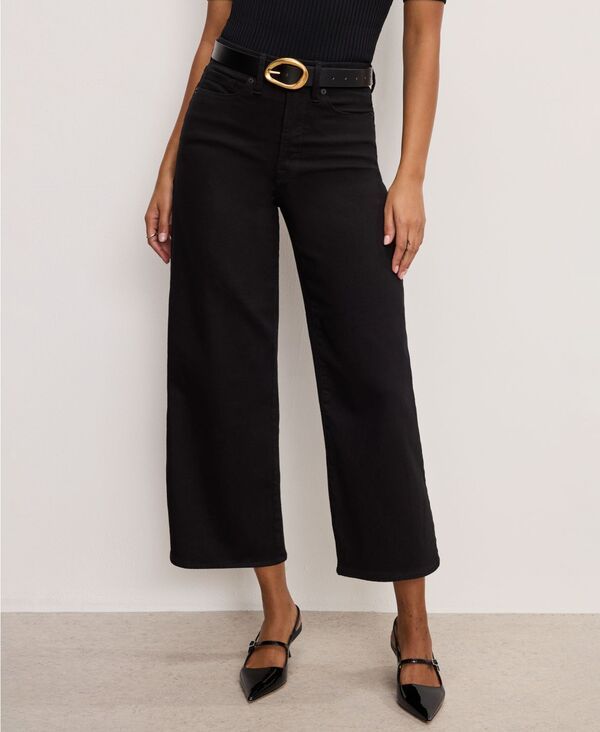 グッドアメリカン レディース ボトムス デニムパンツ クロップド ジーンズ Good American Womens Cropped Palazzo Jeans Black ブラック