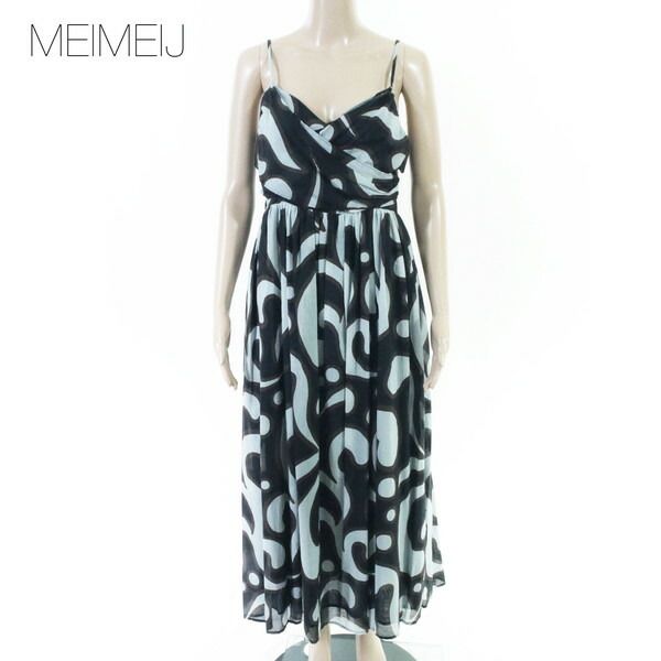85%OFF 訳あり 新品 メイメイジェイ MEIMEI J ワンピース 40 EOP1820 Mサイズ ブラック レディース ロングワンピース キャミソール コットン イタリア製