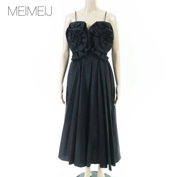 80%OFF 新品 メイメイジェイ MEIMEI J ワンピース 40 EOP1821 Mサイズ ブラック レディース ロングワンピース キャミソール コットン イタリア製