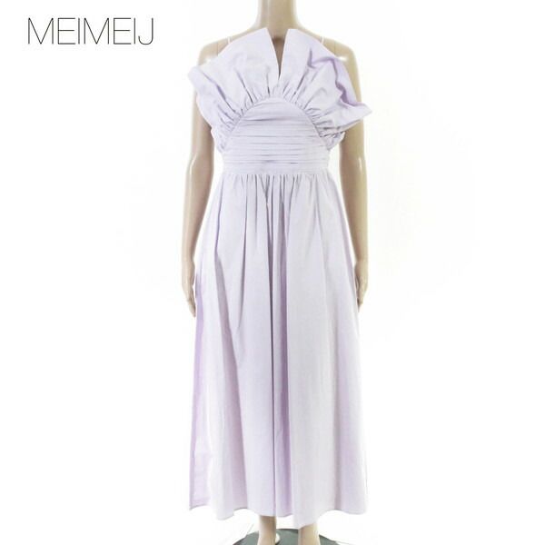 80%OFF 新品 メイメイジェイ MEIMEI J ワンピース 40 EOP1822 Mサイズ ラベンダー レディース ロングワンピース キャミソール コットン イタリア製