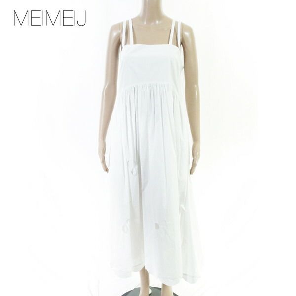 85%OFF 訳あり 新品 メイメイジェイ MEIMEI J ワンピース 40 EOP1823 Mサイズ ホワイト レディース ロングワンピース コットン イタリア製