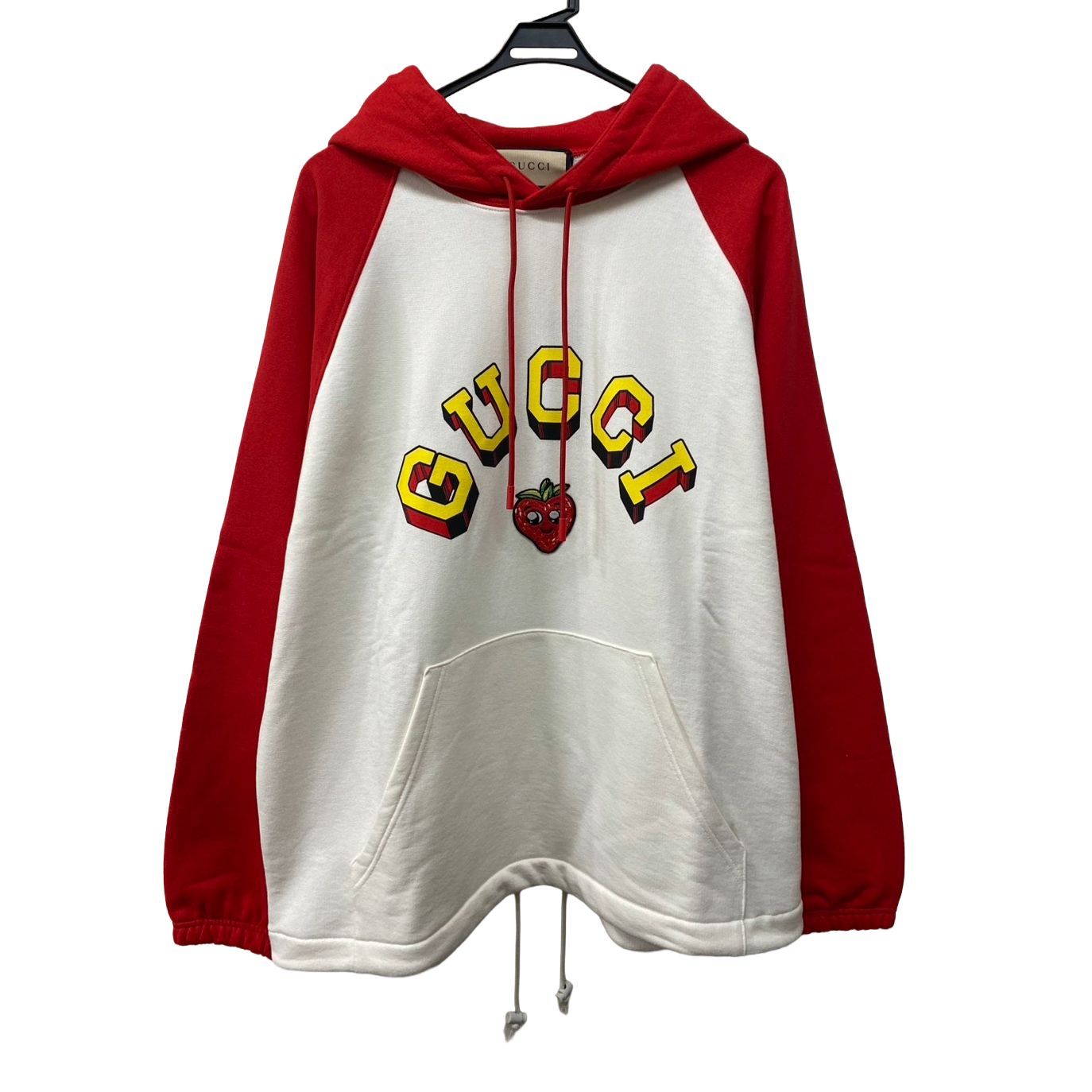 グッチ　GUCCI　ラグラン　フーディ―　パーカー　フロントロゴ　ストロベリープリント　773734 XJF8R　＃Mサイズ