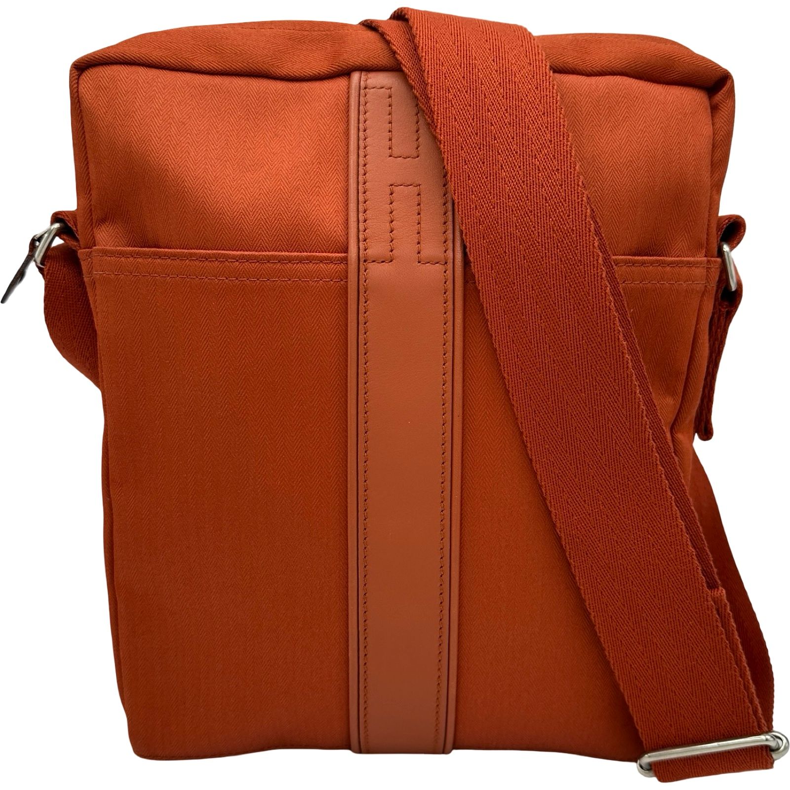 エルメス HERMES アカプルコバンドリエール オレンジ シルバー金具 トワル レディース ショルダーバッグ