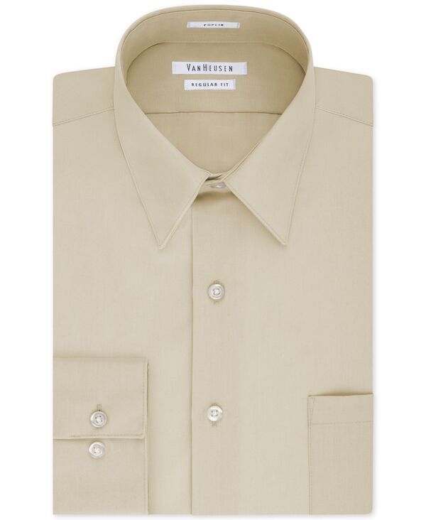 ヴァンハウセン メンズ トップス シャツ Van Heusen Mens Poplin Dress Shirt Classic Athletic Fit Stone ストーン