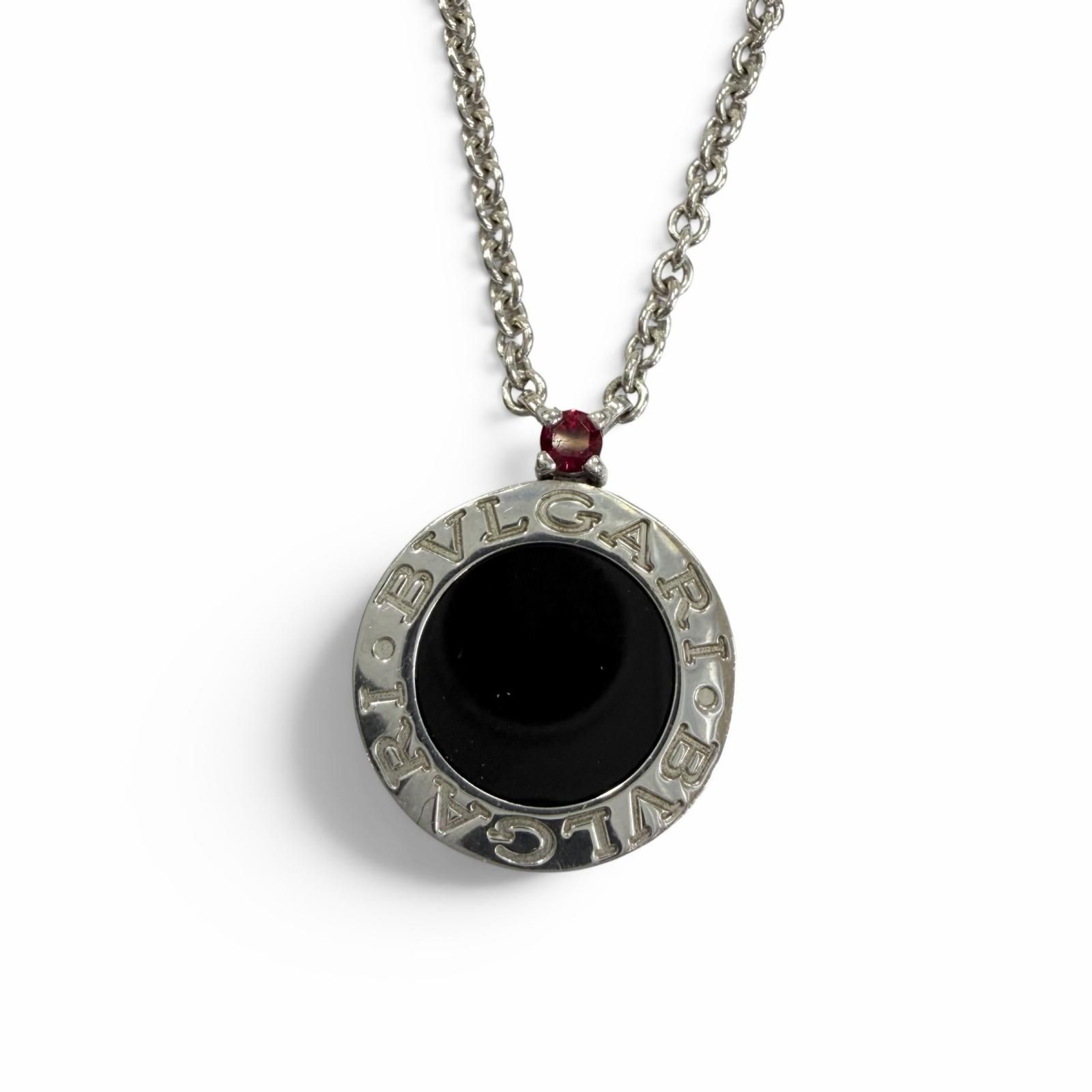 美品☆BVLGARI ブルガリ ビーゼロワン セーブザチルドレン チャリティ ネックレス 925 オニキス シルバー イタリア製 重量7.8g レディース 箱付き