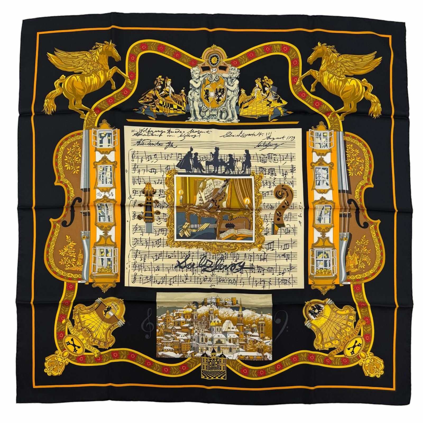 極美品☆HERMES エルメス カレ90 IN SALZBURG ザルツブルグにて シルク