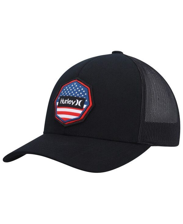 ハーレー メンズ アクセサリー 帽子 Hurley Mens Black Ultra Destination United States Trucker Snapback Hat Black ブラック