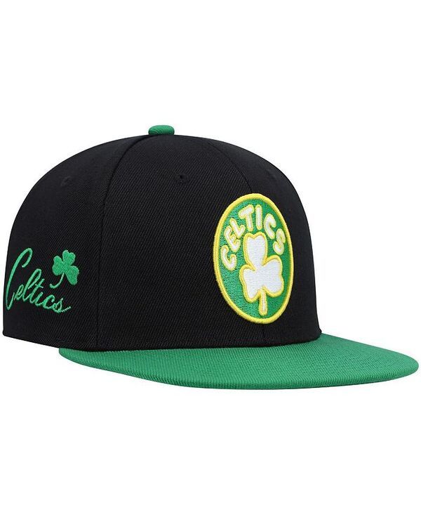 ミッチェルネス メンズ アクセサリー 帽子 Mitchell Ness Mens Black and Kelly Green Boston Celtics Hardwood Classics Snapback Hat Black Kelly Green ブラッ