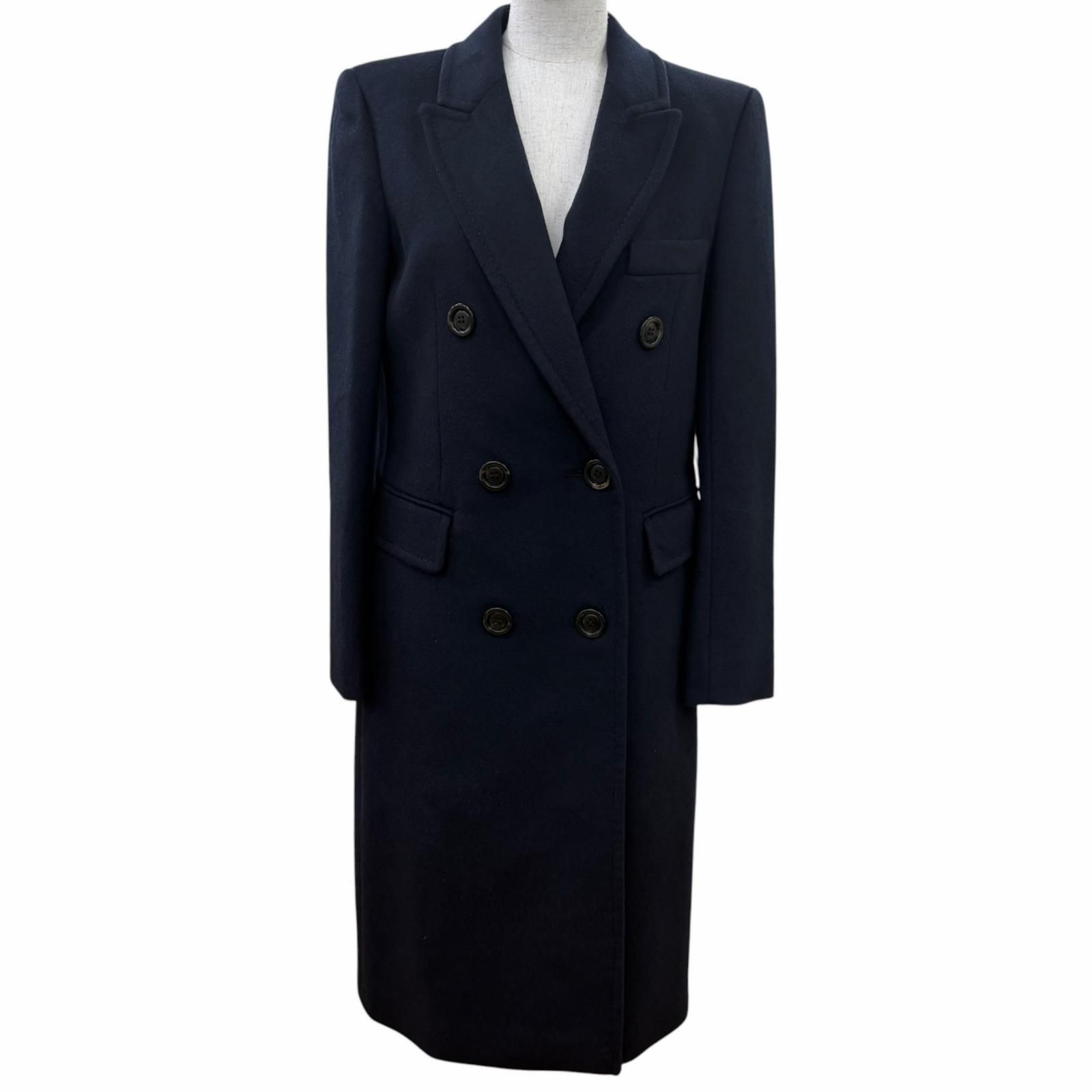 極美品☆MAX&CO マックスアンドコー il mio cappotto カシミヤ100％ ロング丈 チェスターコート ネイビー 40 正規品 レディース