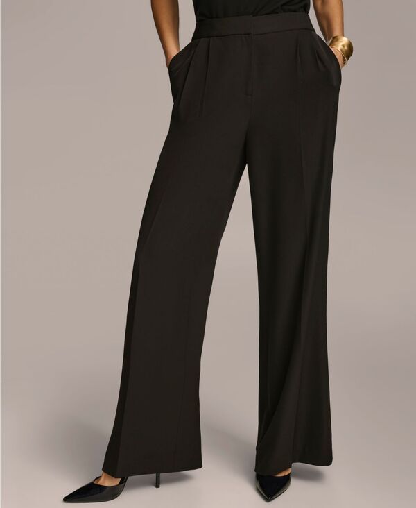 ダナ キャラン ニューヨーク レディース ボトムス カジュアルパンツ ワイドレッグ パンツ Donna Karan New York Donna Karan Womens Pleat Front Wide Leg Pants Black ブラック