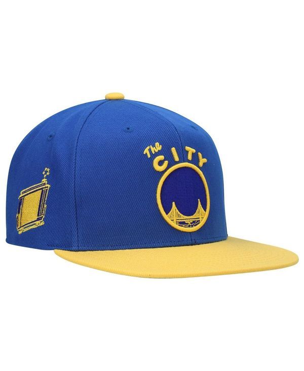ミッチェルネス メンズ アクセサリー 帽子 Mitchell Ness Mens Royal Gold Golden State Warriors Hardwood Classics Snapback Hat Royal Gold ゴールド