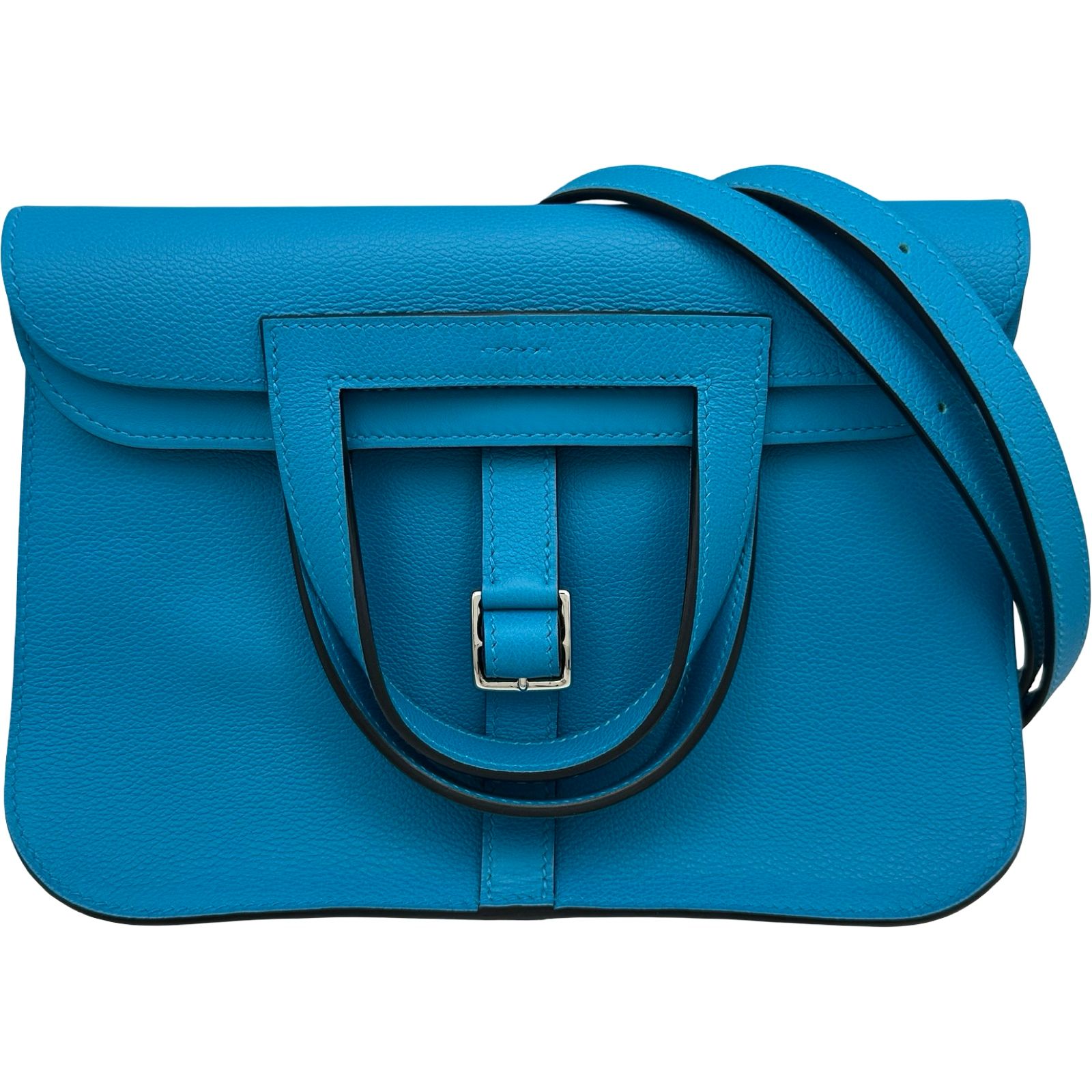 エルメス HERMES アルザン25 Y刻印 ブルーフリーダ シルバー金具 エバーカラー レディース ショルダーバッグ