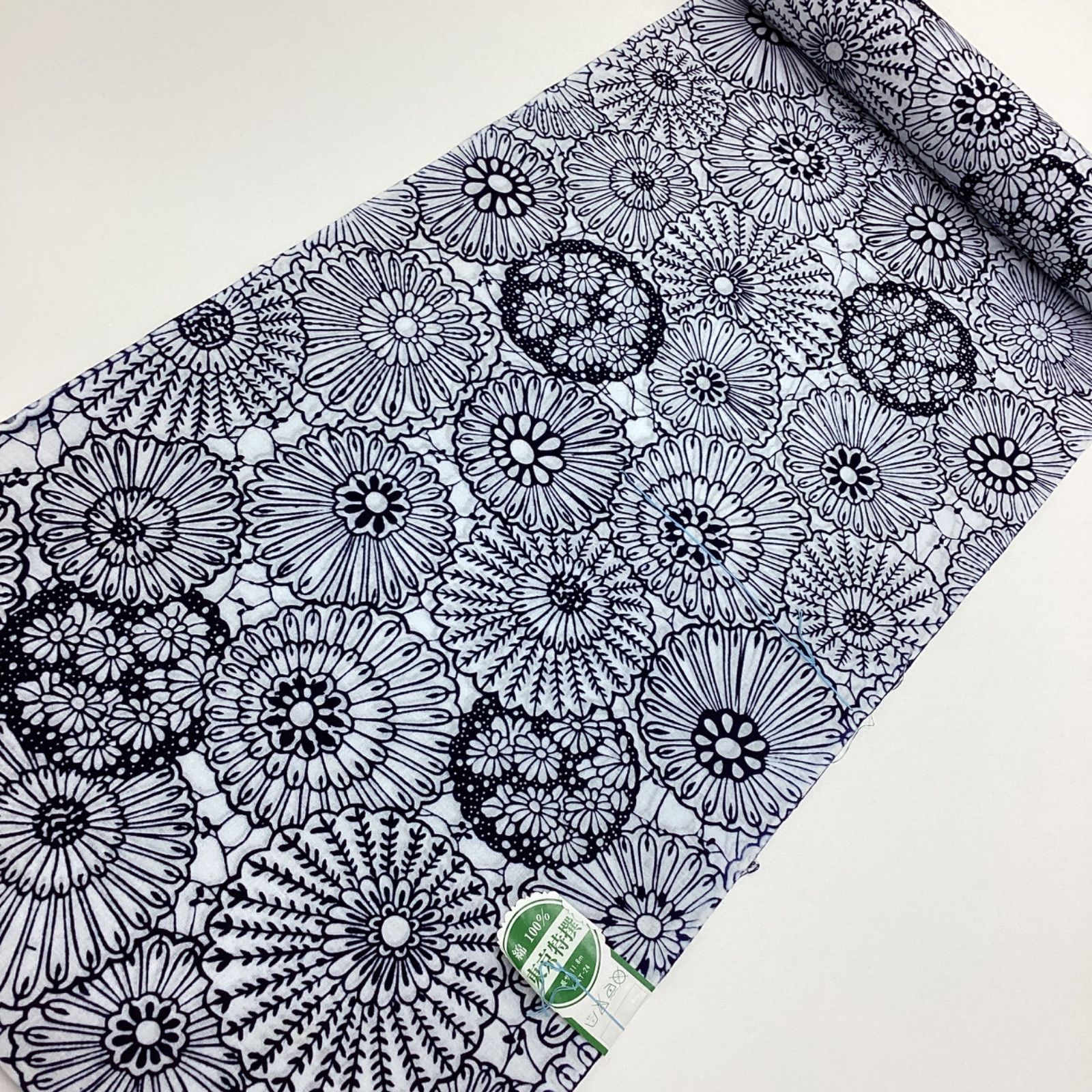 中古品 未使用 浴衣反物 夏着物反物 綿 菊 R872 - メルカリ