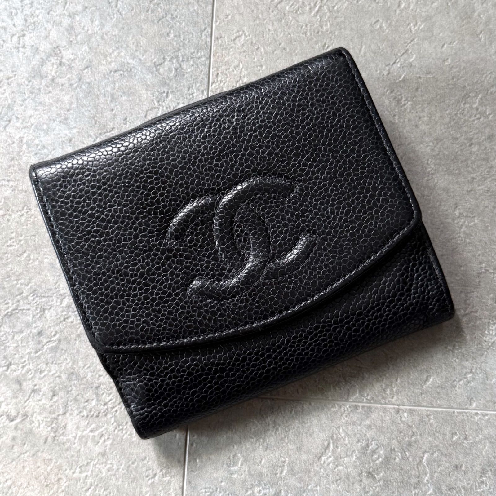 CHANEL シャネル タイムレスCC キャビアスキン 二つ折り財布 ブラック 黒 コンパクトウォレット Wホック 22,570円