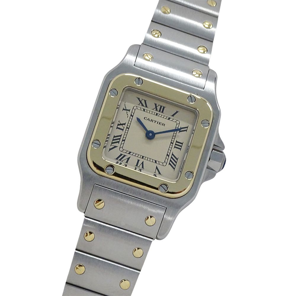 カルティエ Cartier 時計 レディース ブランド サントスガルベ SM クオーツ QZ ステンレス SS ゴールド YG W20012C4 コンビ 磨き済み 【中古】