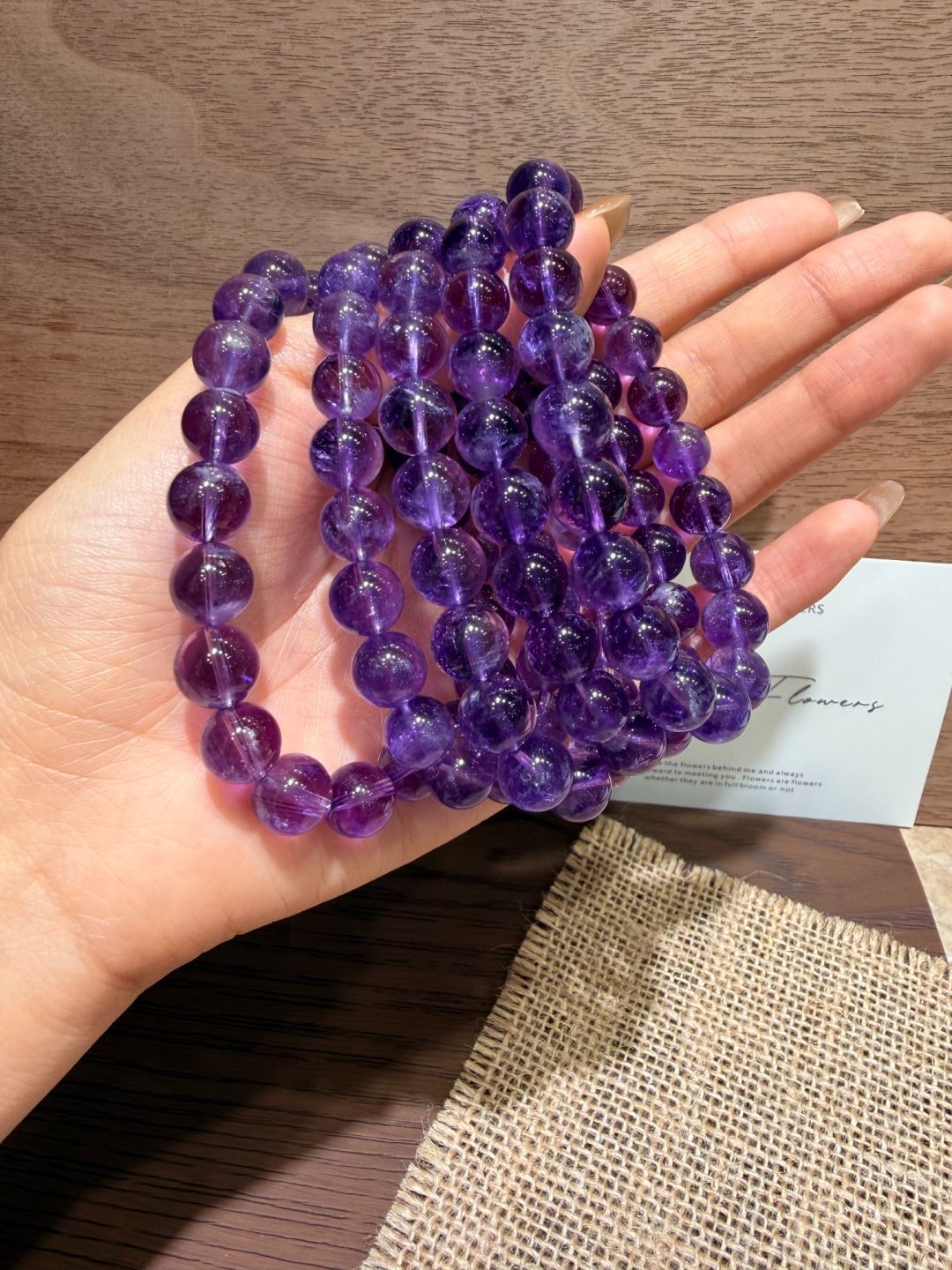 アメジスト　プレスレット 天然石　水晶