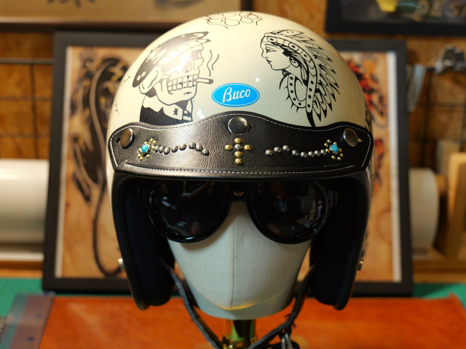 【正規品】TT&CO ベビースター　ベル bell ブコ buco 好きに レザー ヘルメット スタッズ バイザー BUCO ブコ BELL ベル tt&co
