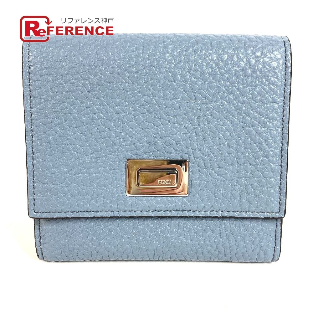 FENDI フェンディ 2つ折り財布 ピーカブー ロゴ 8M0438 レザー ブルー
