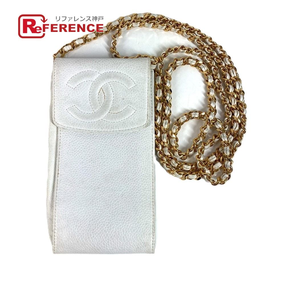 CHANEL シャネル ショルダーバッグ CC ココマーク ロゴ キャビアスキン ホワイト