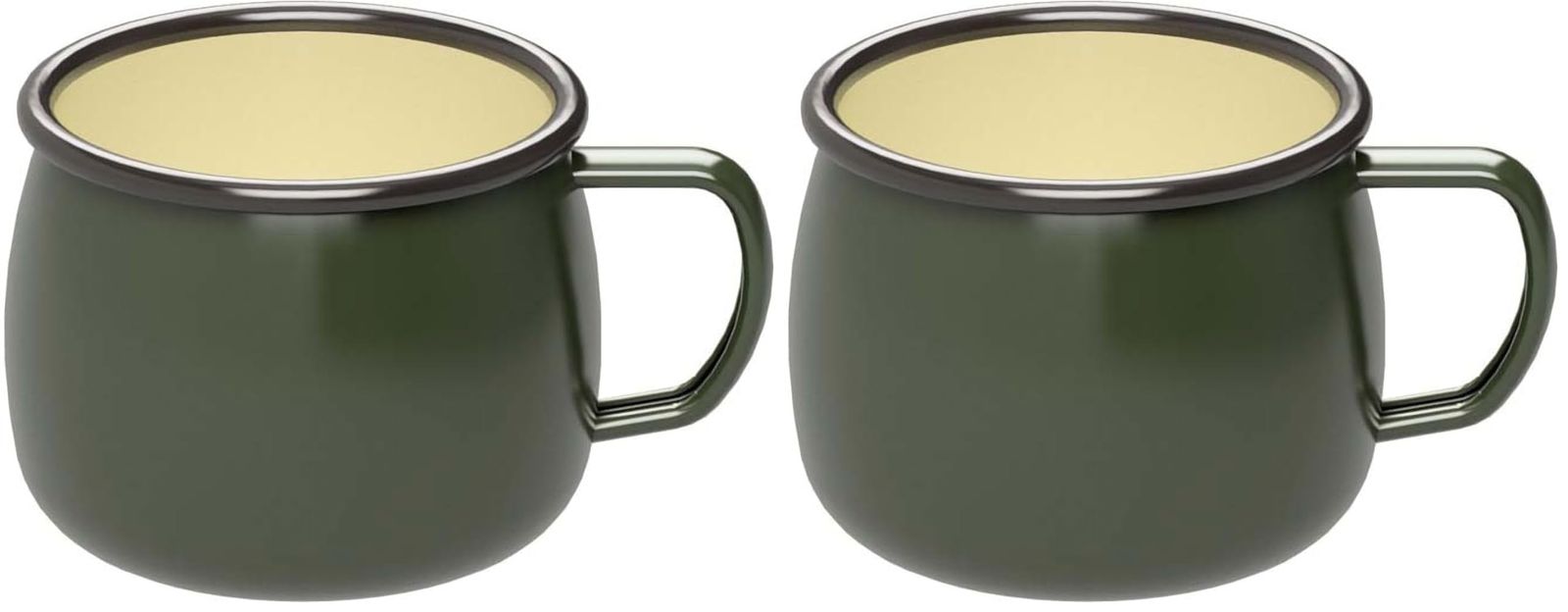 新品 キャプテンスタッグ(CAPTAIN STAG) BBQ用 コップ ホーローマグカップ オリーブグリーン 400ml UH-505 幅88×奥行117×高さ75mm (× 2)