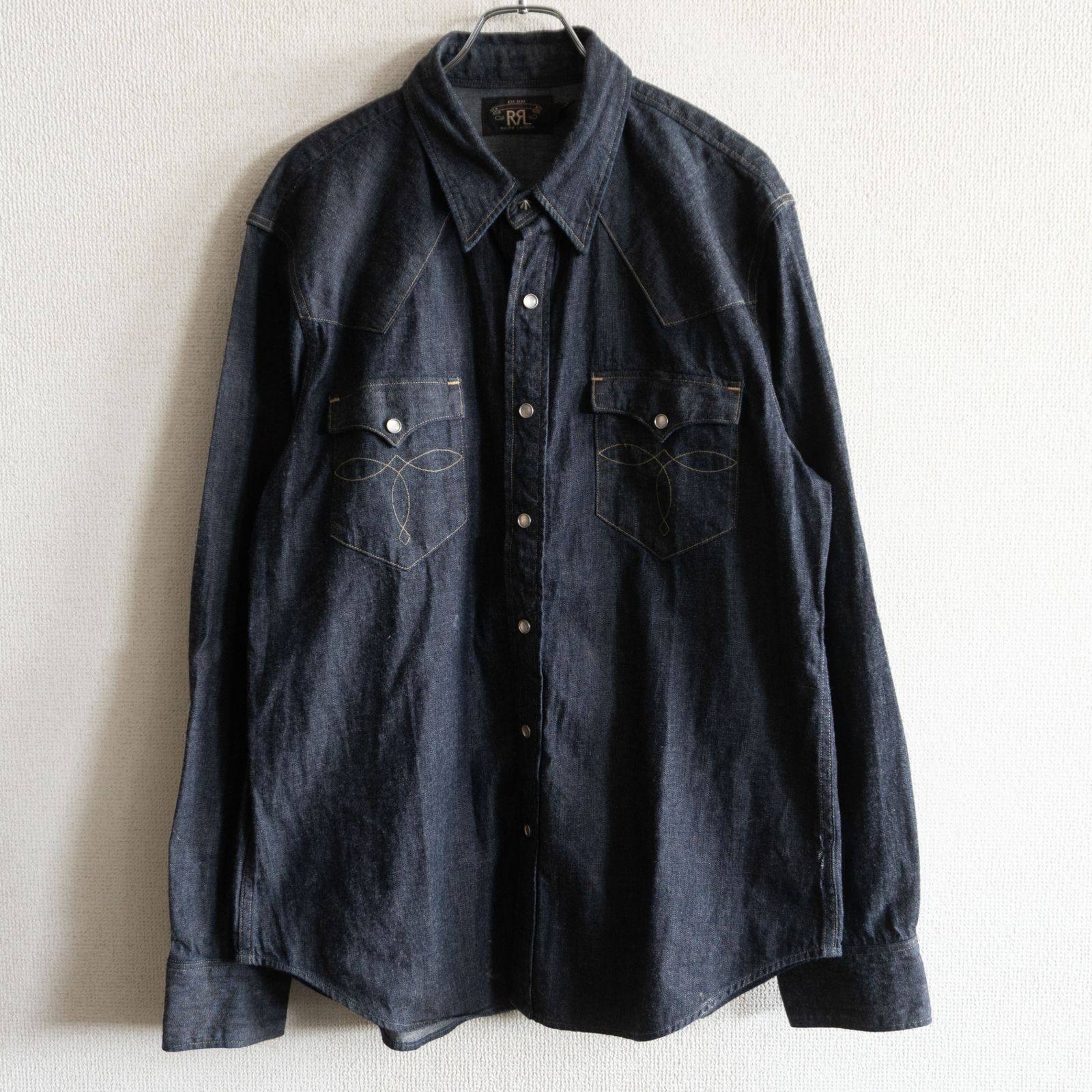 【XLサイズ】RRL 【インディゴ バッファロー デニム ウエスタン シャツ】 コンチョボタン ダブルアールエル 26050681