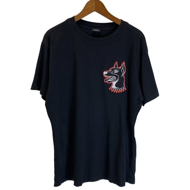 【中古】　DIESEL　Tシャツ　半袖　トップス　クルーネック　ワンポイント　ワッペン　古着　/1580