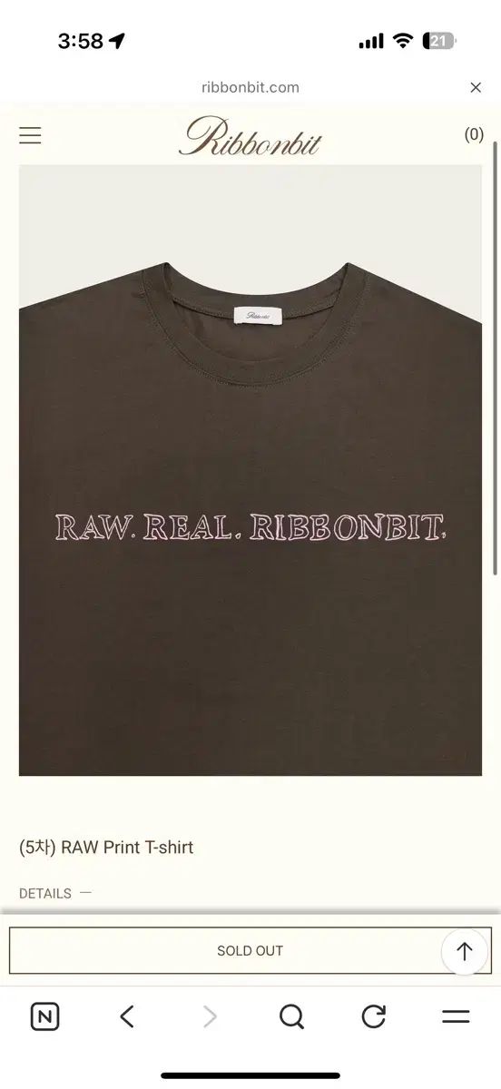 リボン빗 raw 半袖 Tシャツ
