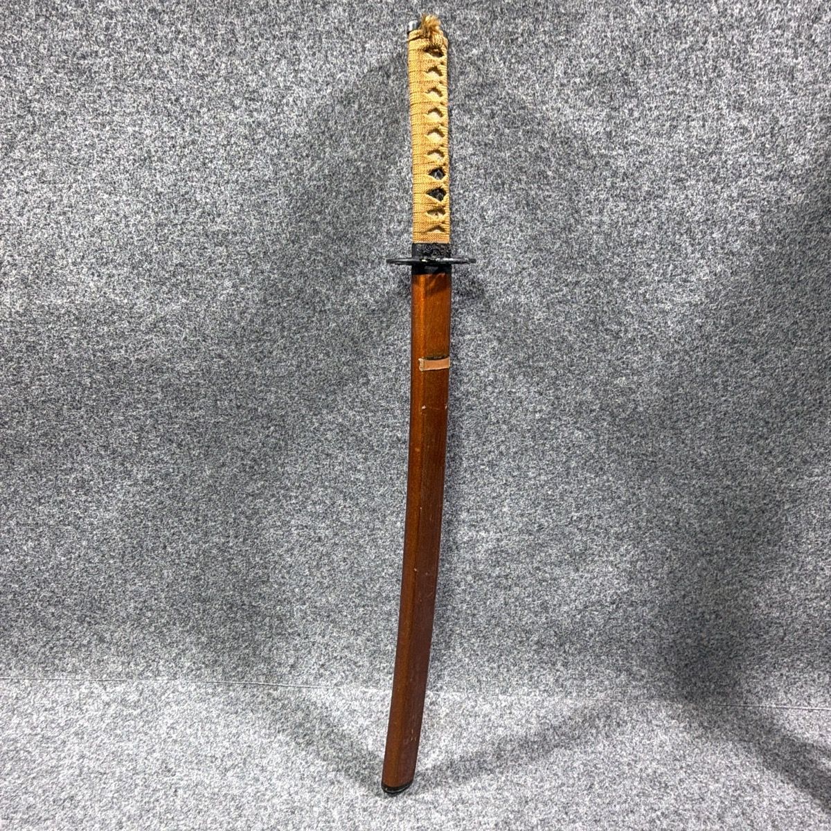 模造刀 模擬刀 脇差 全長約70cm 金茶糸巻 龍鍔 茶鞘 互の目刃文 居合