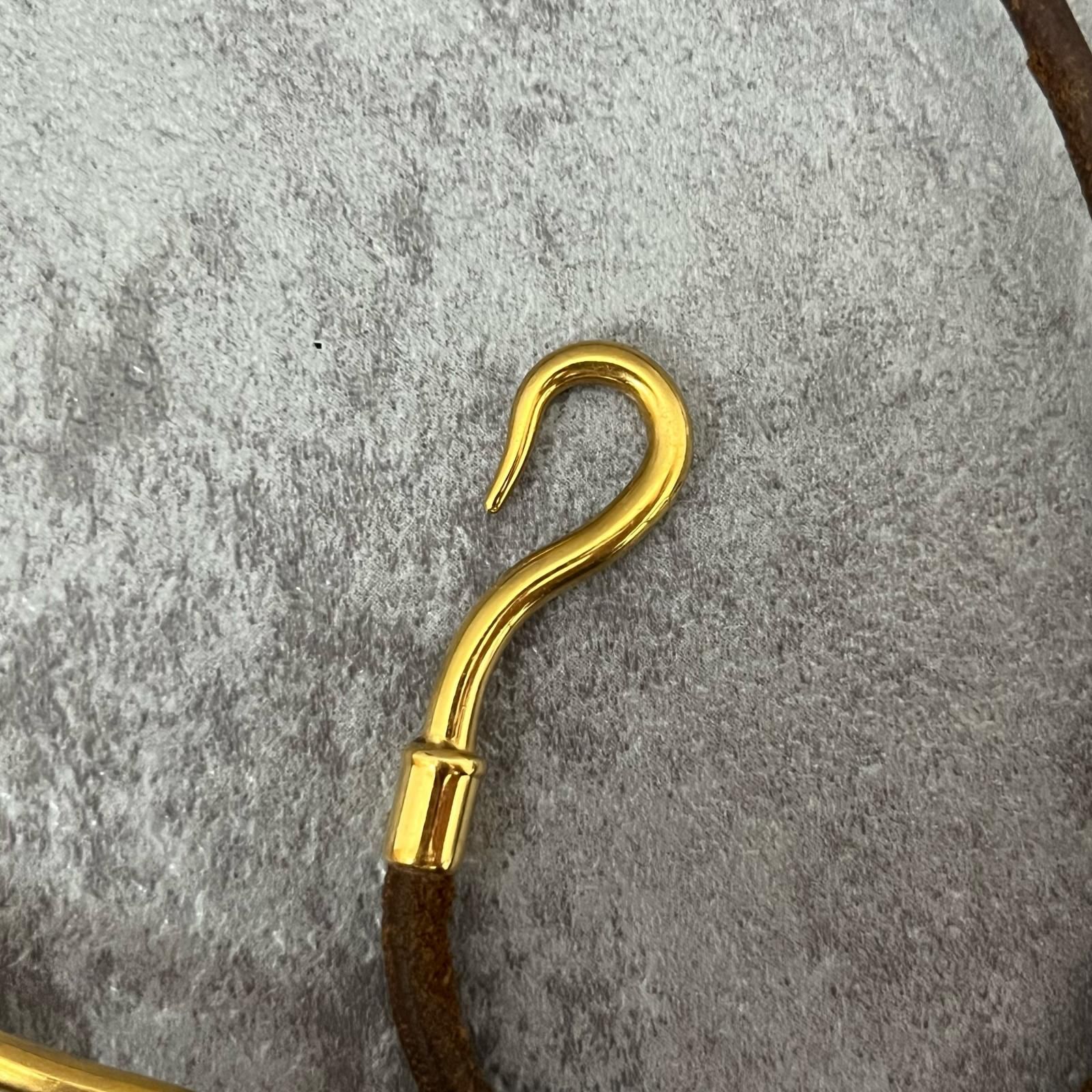 HERMES ゴールドフック レザーブレスレット HERMES】エルメス レザーブレスレット ブレスレット レディース