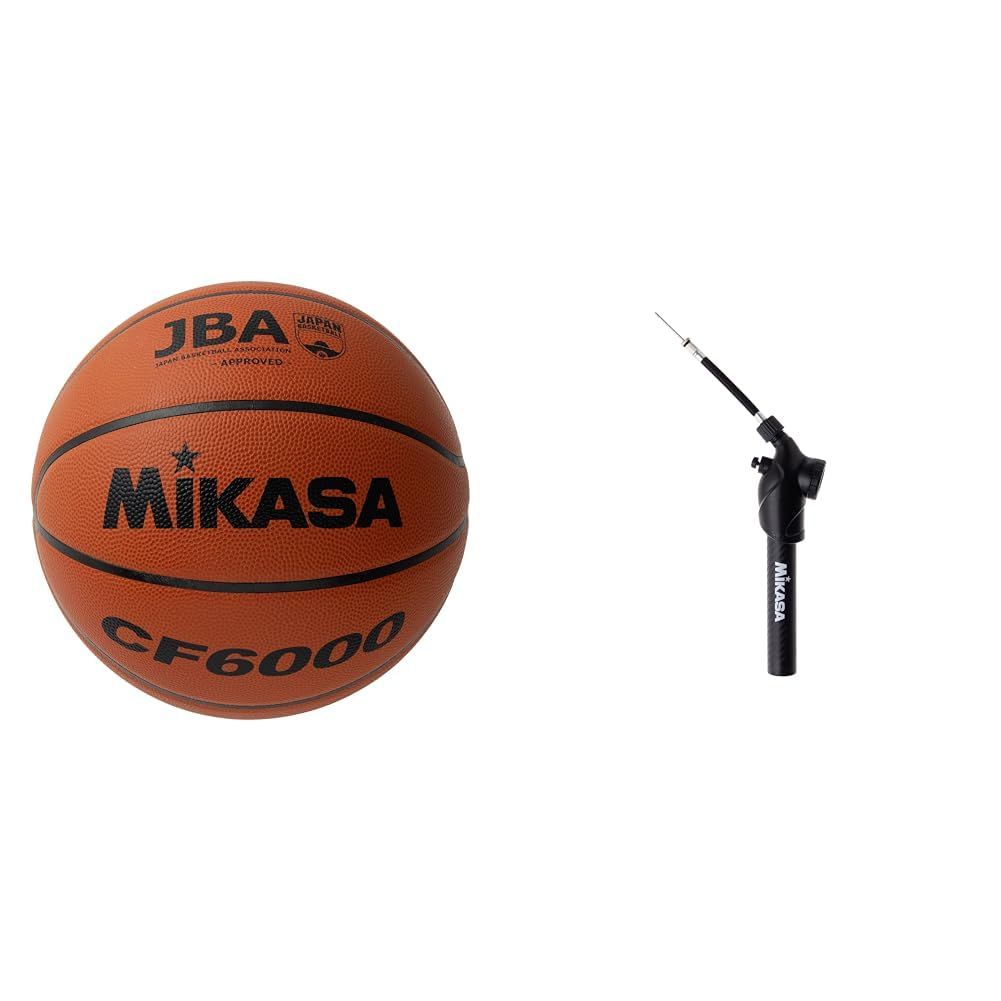 新品 ミカサ(MIKASA) バスケットボール 日本バスケットボール協会検定球 6号 (女子用・一般・社会人・大学・高校・中学) 特殊天然皮革 茶 CF6000 推奨内圧0.315(kgf/?) エアゲージ付きハンドポンプセット