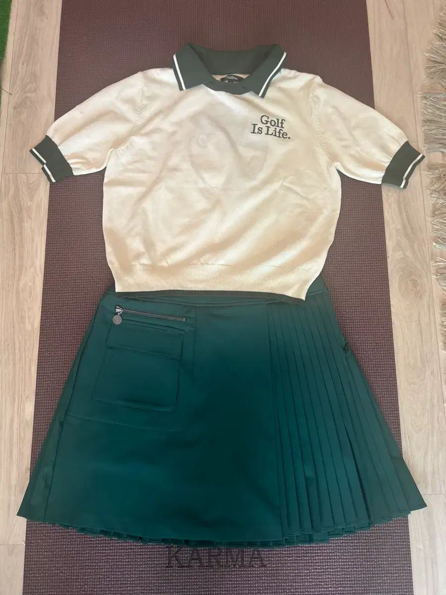 マルボンゴルフ Golf Is Life ニット + プリーツスカート