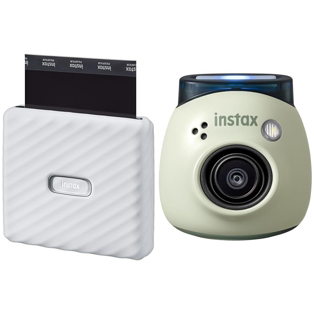 新品 富士フイルム(FUJIFILM) ワイドフォーマット用スマホプリンター チェキ instax Link WIDE アッシュホワイト INS LINK WIDE A WHITE & 手のひらサイズカメラ チェキ INSTAX Pal ピスタチオグリーン