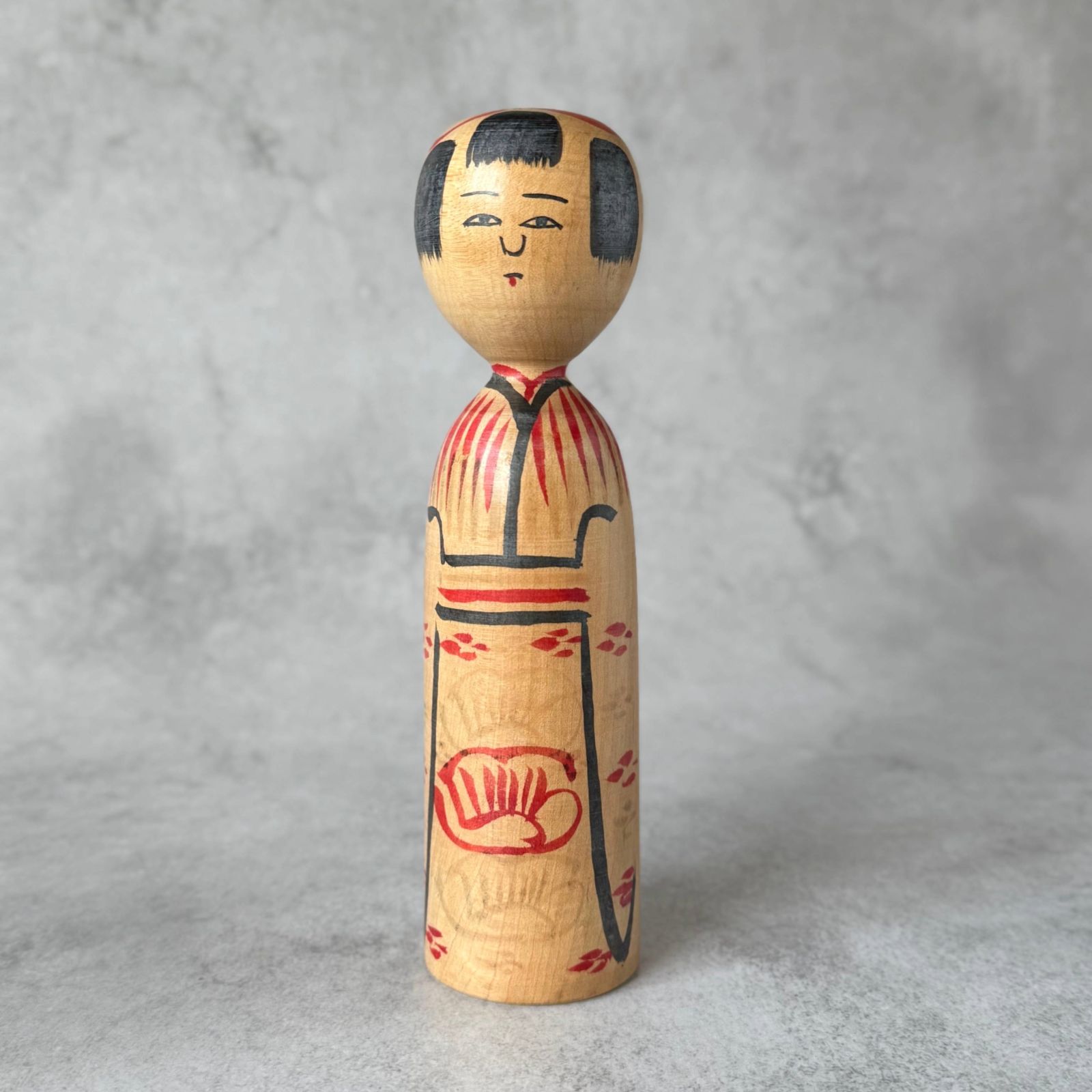 昭和期・晩年作】小椋久太郎 作 木地山系 伝統こけし 18.5cm 署名入り