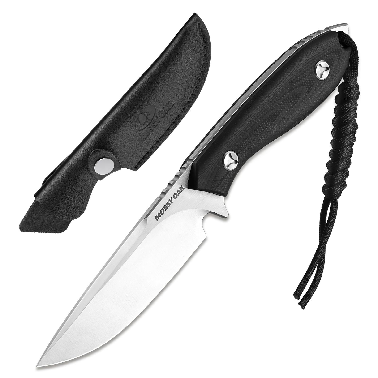 MOSSY OAK アウトドアナイフ シースナイフ 14C28Nブレード G10ハンドル 全長約220mm フルタング構造 CNC加工 刃厚約4mm パラコード付 登山 キャンプ ト レッキ ング 釣り 家庭 DIY 防災用 専用シース付きm 610f6d12