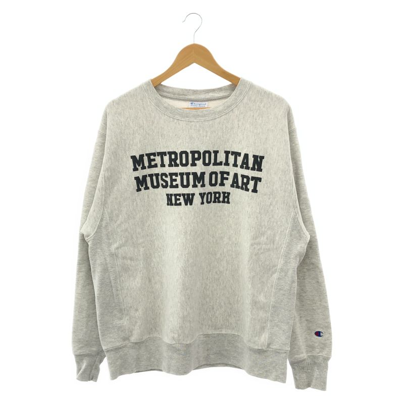 【中古】Champion“メトロポリタン美術館”リバースウィーブスウェット グレー サイズL チャンピオン[24]