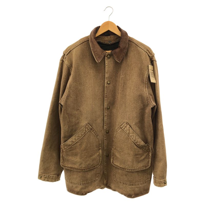 【中古】ウールリッチ WOOLRICH 90s USA製 襟レザー ハンティングジャケット ブランケットライナー ブラウンサイズM[24]
