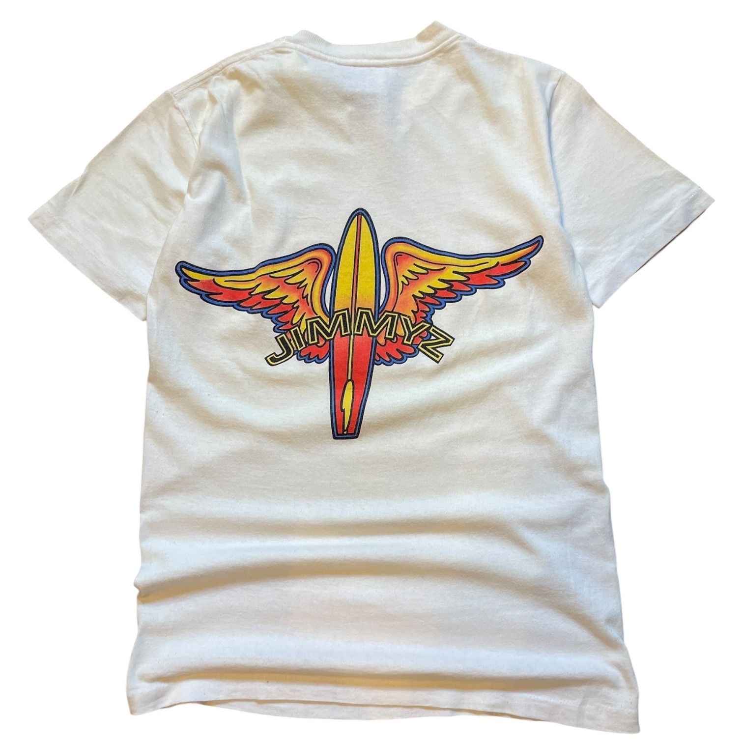 90s JIMMYZ Print S/S Tee 白 S ジミーズ Tシャツ オールドサーフ