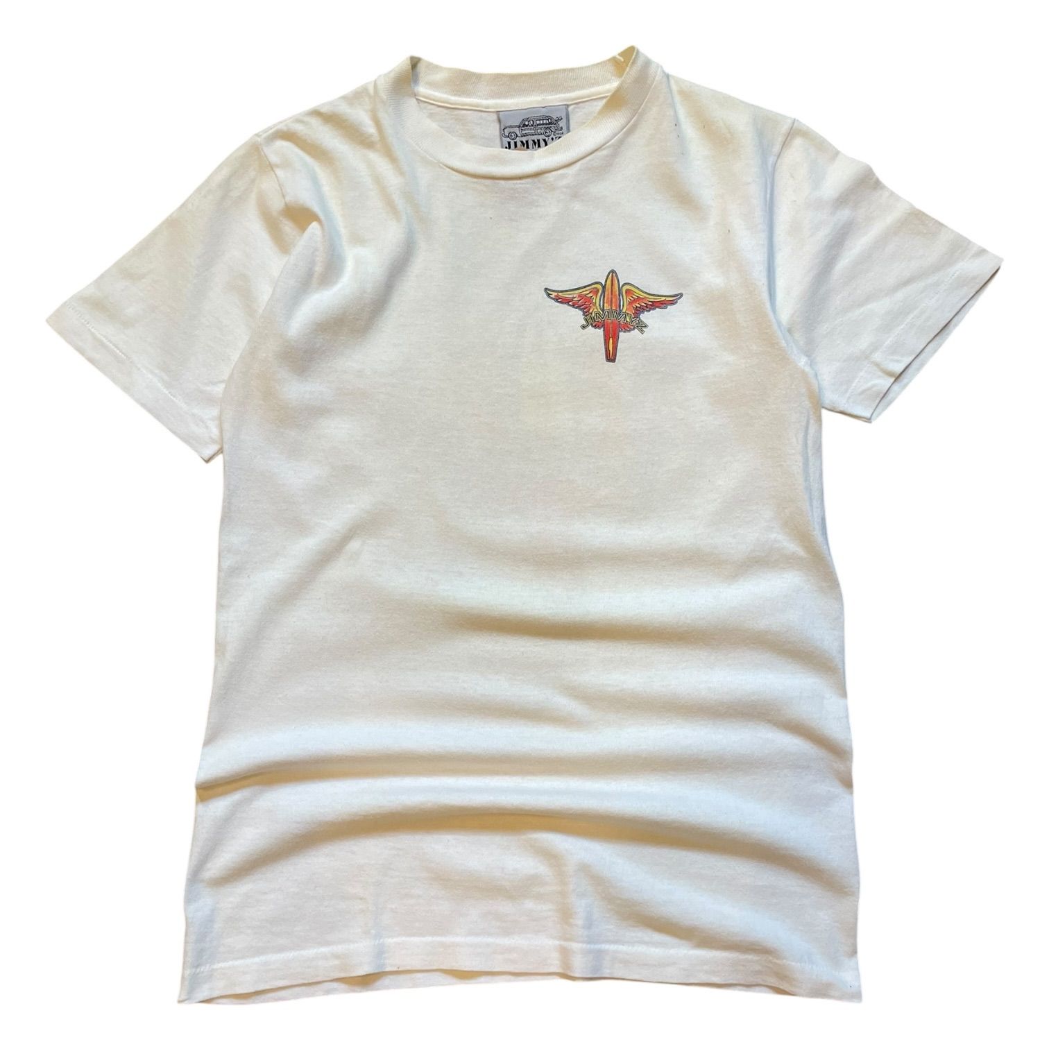 90s JIMMYZ Print S/S Tee 白 S ジミーズ Tシャツ オールドサーフ