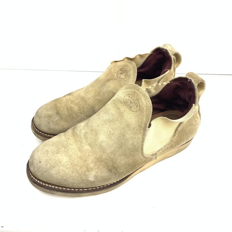 【中古】CHIPPEWA サイドゴア スエードローカットブーツ サイズ8W ベージュ ペチワ[92]