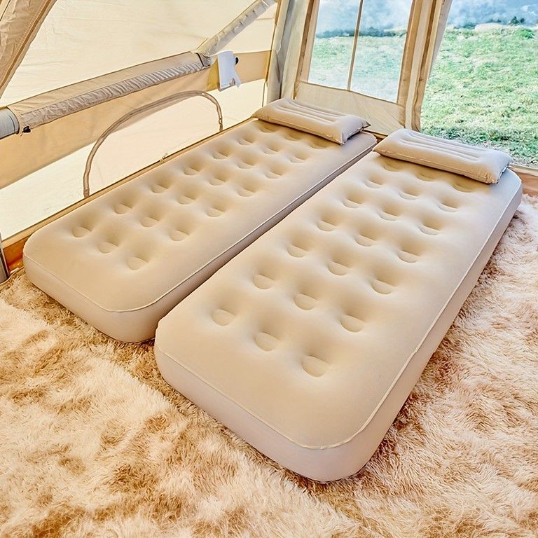【軽量・広々】ポータブルインフレータブルベッド 寝具 キャンプ アウトドア 昼寝用 PVC素材 修理キット付属 ポンプなし【185*74*22cm】