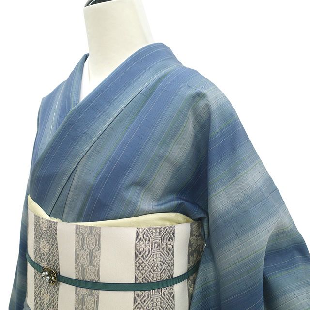 牛首紬　石川県指定無形文化財　淡い水色系　訪問着 裄丈65㎝ 新古品】 牛首紬 着物 未使用 本場牛首紬 石川県指定無形文化財 正絹