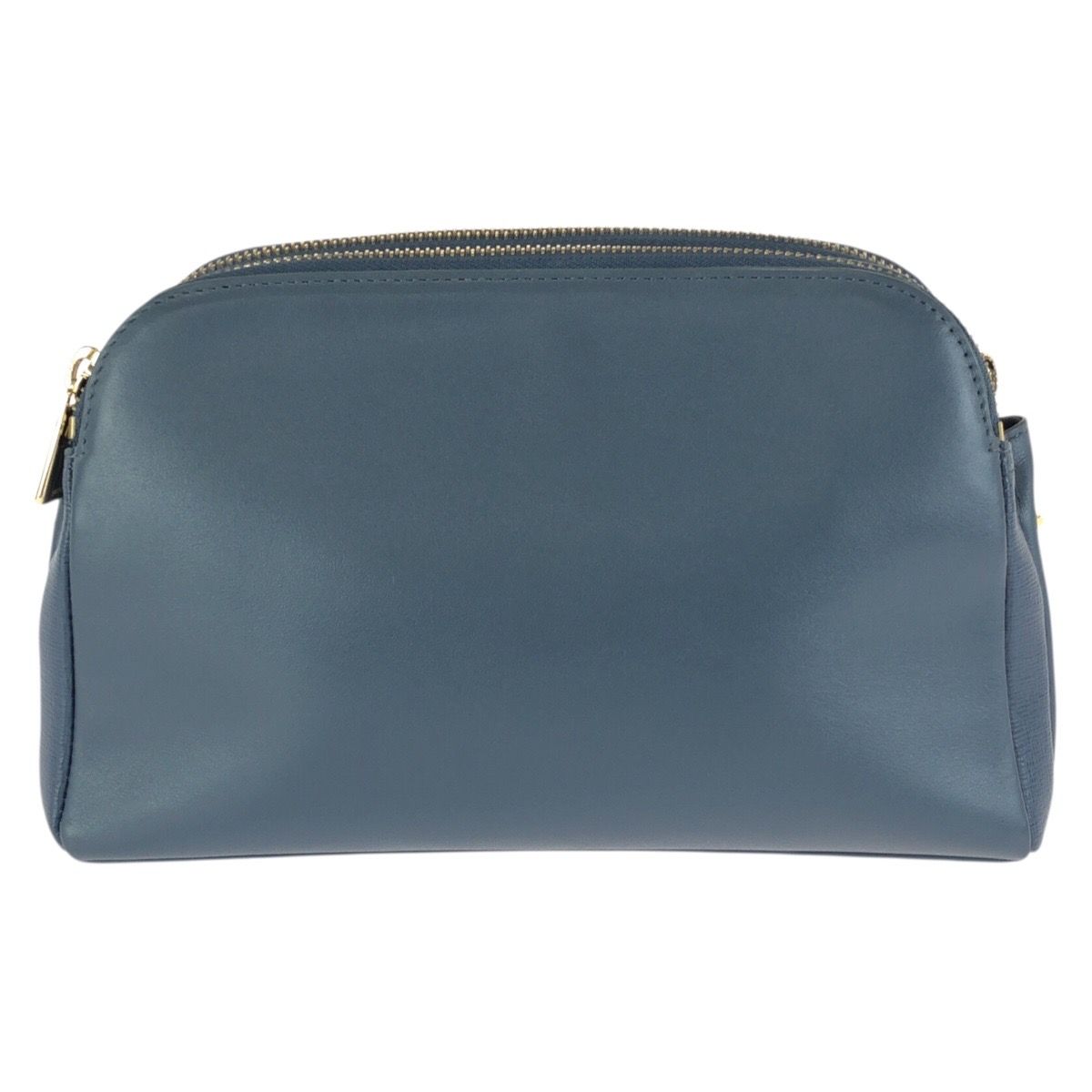 美品 Furla フルラ カプリッチョ ブルー ゴールド金具 レザー チェーン 