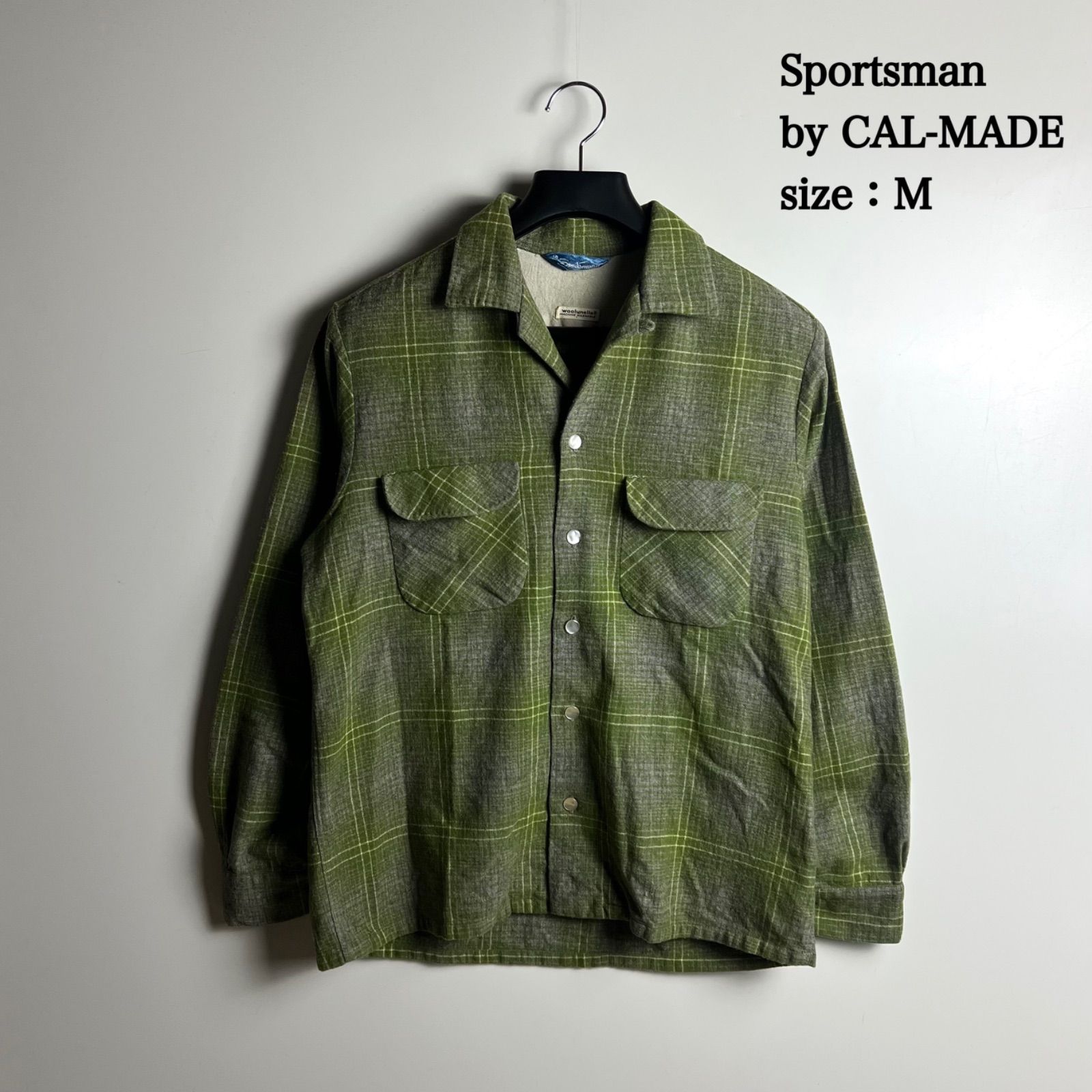 Sportsman by CAL-MADE 50s vintage wool Board Shirt M スポーツマン