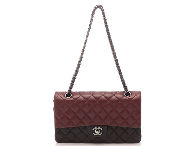 CHANEL シャネル バッグ マトラッセWフラップ25 Wチェーンショルダー カーキ/ブラウン/ネイビ ﾊﾞｯｸﾞ ショルダーバッグ ラムスキン カーキ　ブラウン　ネイビー カーキ ユニセックス【中古】