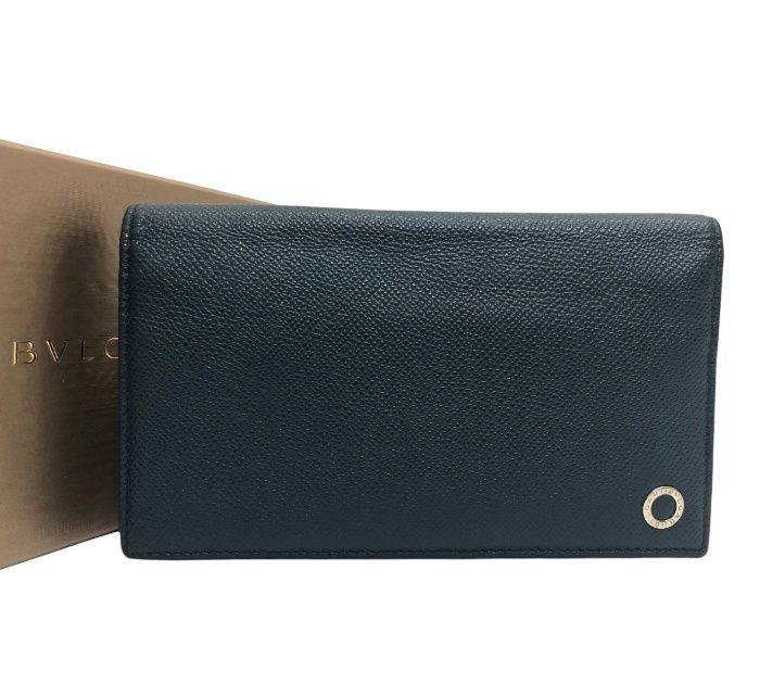 BVLGARI ブルガリ/282102/レザーロングウォレット 長財布/ブルーグリーン/外箱付き/FB3770