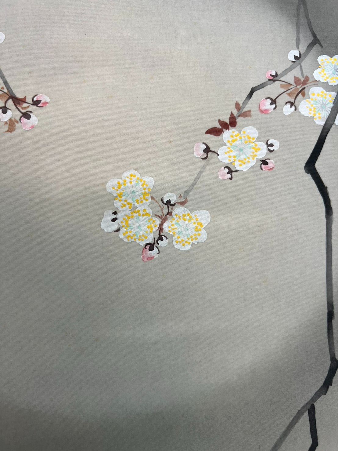 掛軸 月夜桜図 夜桜 月 桜花 日本画 肉筆 掛け軸 在銘 春掛け 花鳥画