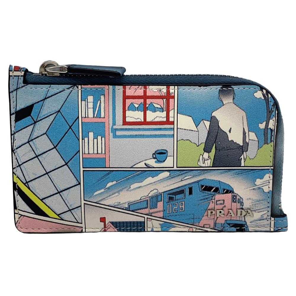 プラダ コミックプリント VITELLO レザー コインケース 小銭入れ ミニポーチ PRADA 中古