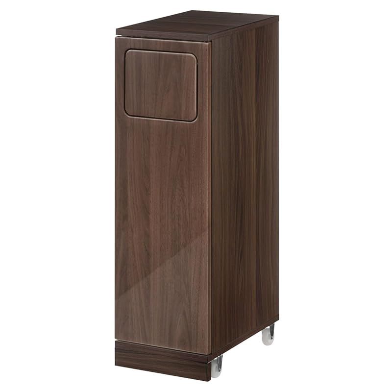 ぼん家具 ゴミ箱 スリム 45l ダストボックス スイング 幅24.4×奥行35.1×高さ80cm キャスター付き 縦型 木目 ウォールナット