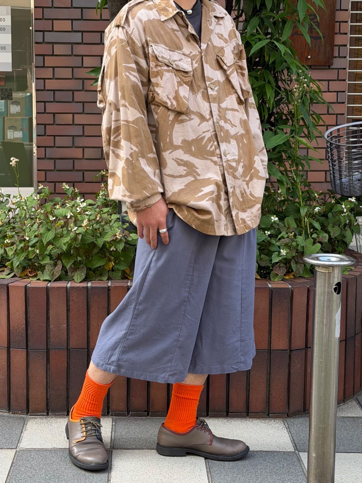 【 7分丈 / Wide Easy Pants 】ワイドイージーパンツ　グレーブルー　Lサイズ